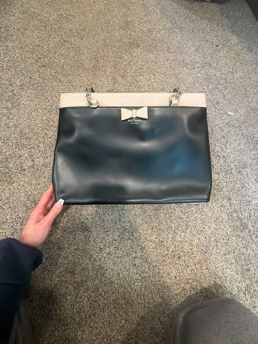 Kate Spade Hancock Park Maryanne Leather Tote Bag Black Cream 2