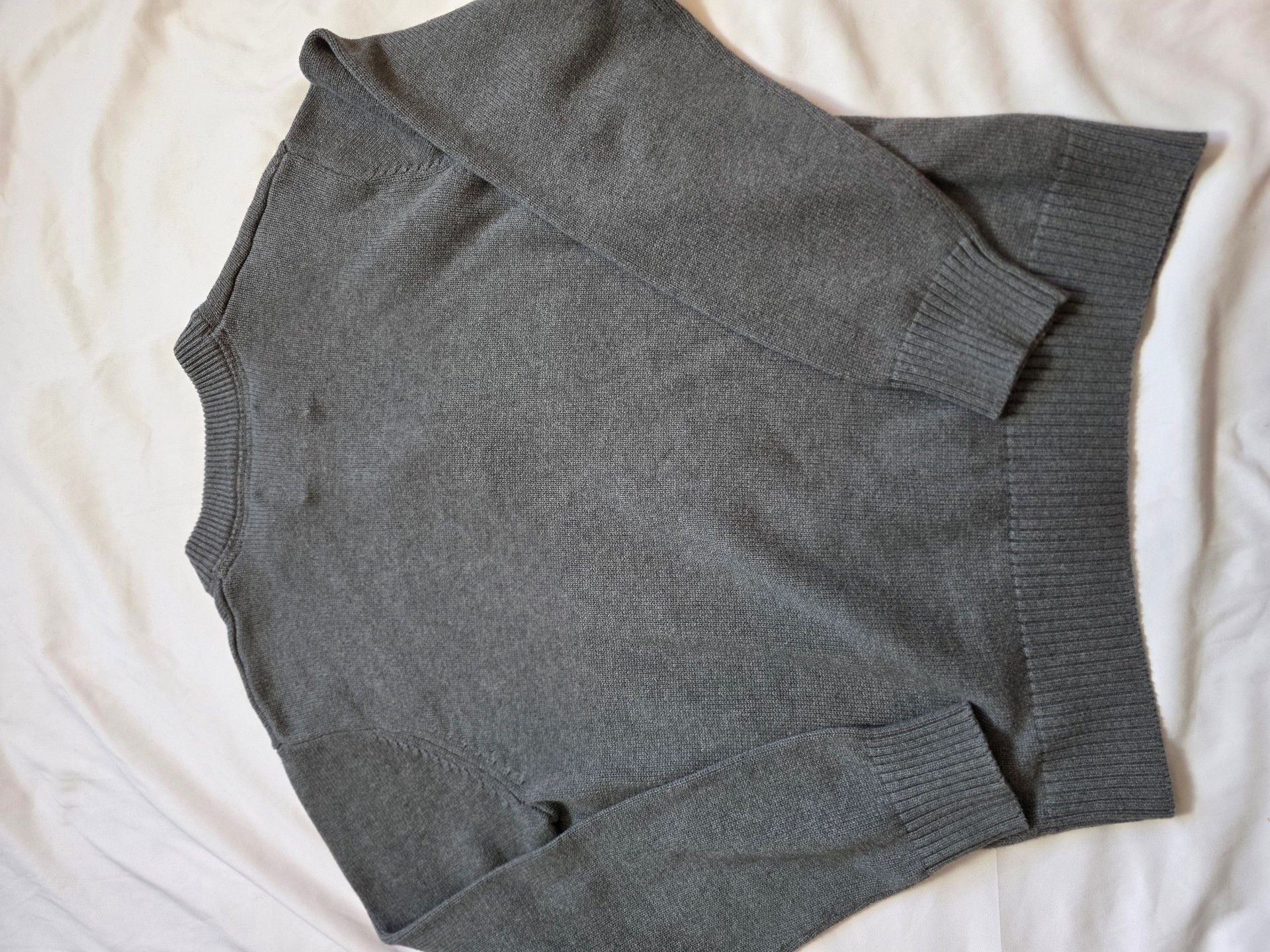 Eddie Bauer Henley Sweater Size L Grey Cotton Pullover 4