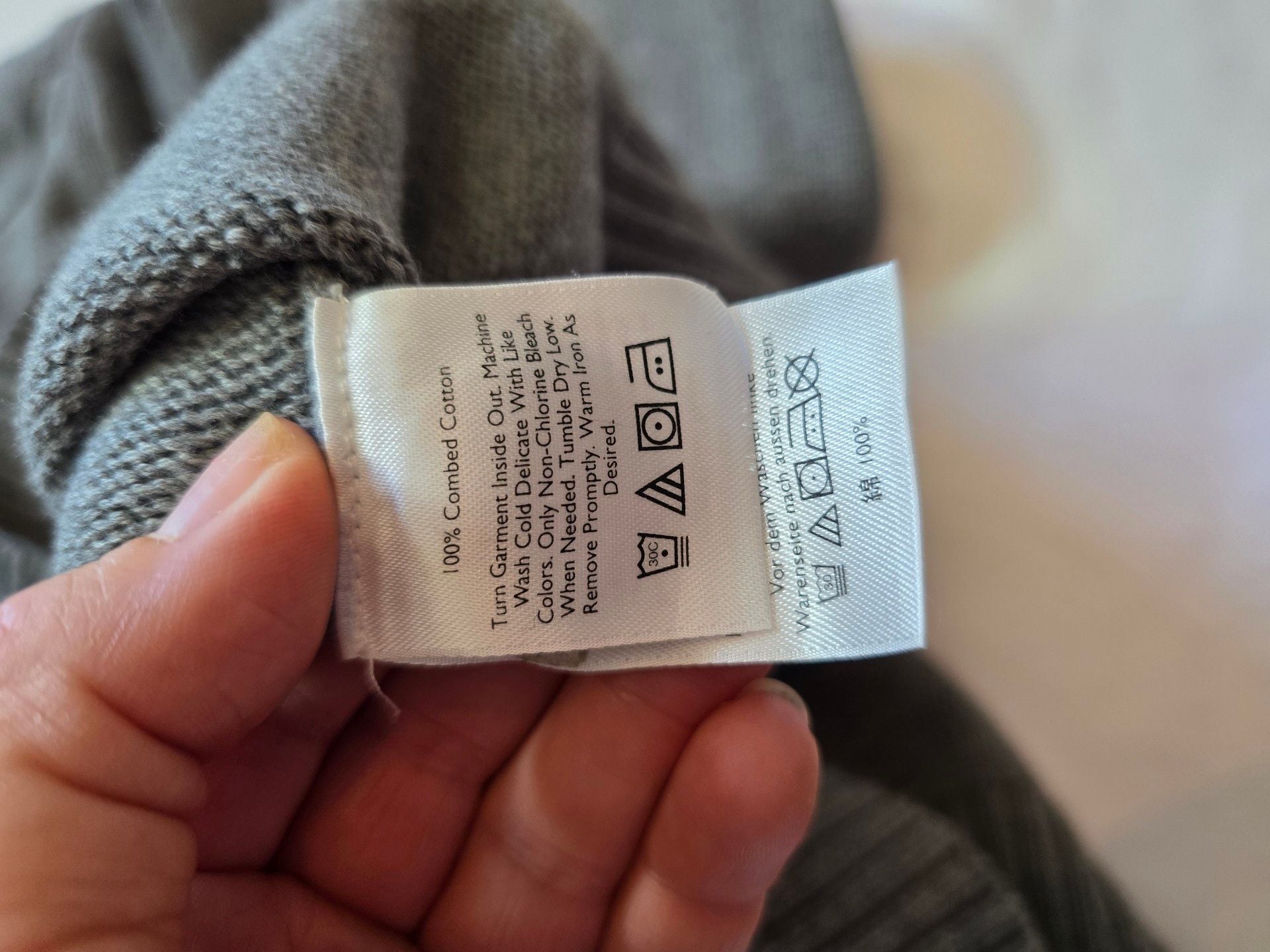 Eddie Bauer Henley Sweater Size L Grey Cotton Pullover 5