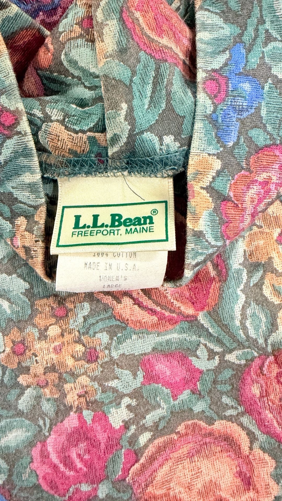 Vintage L.L. Bean Floral Turtleneck Size Large Cotton 3