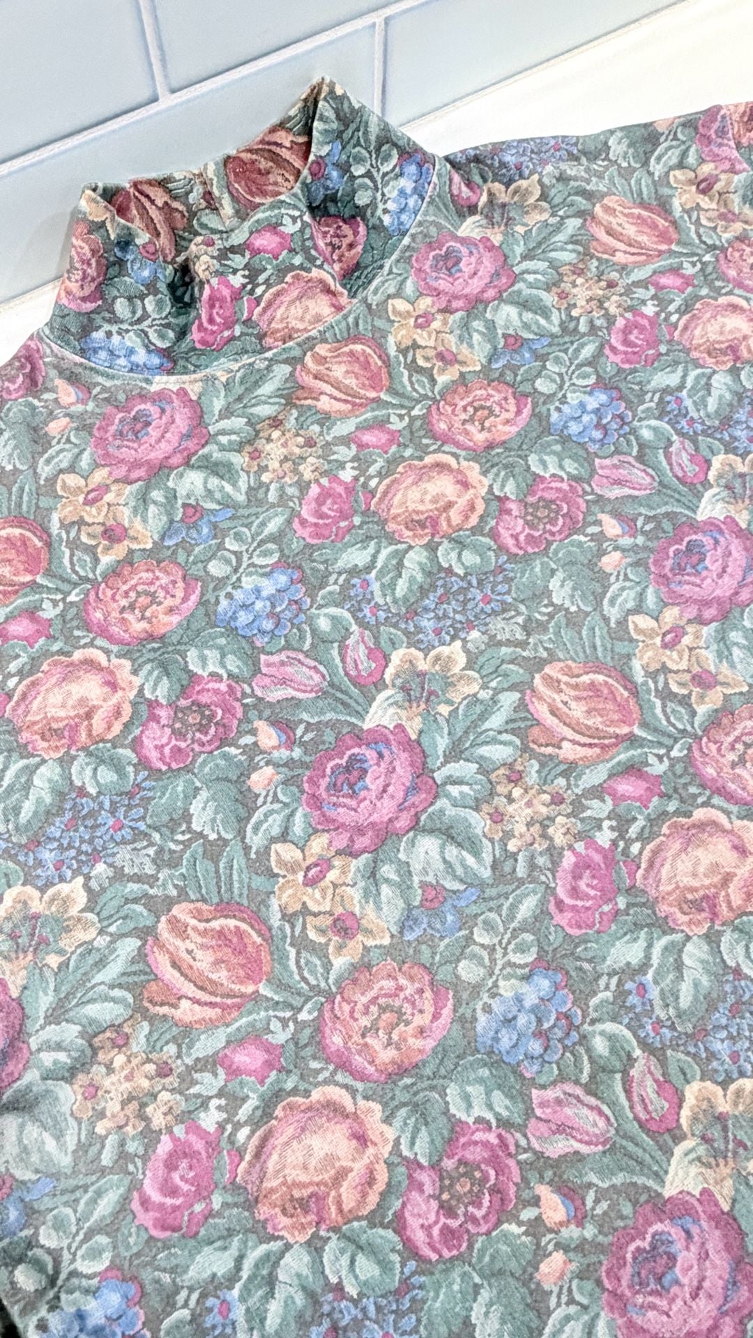 Vintage L.L. Bean Floral Turtleneck Size Large Cotton 4