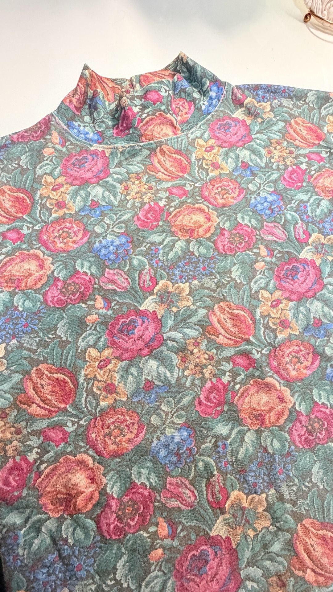 Vintage L.L. Bean Floral Turtleneck Size Large Cotton 7