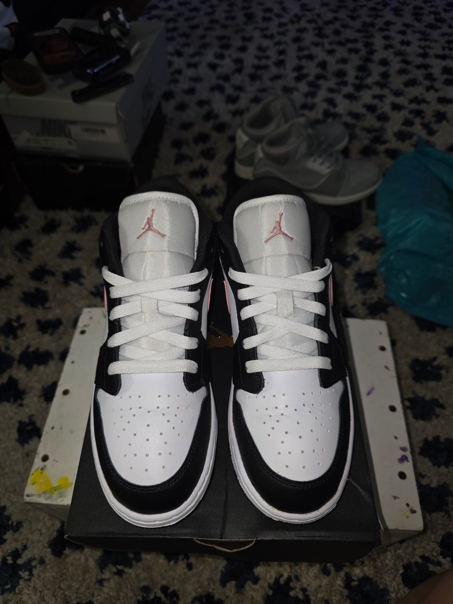 Jordan 1 Low Black White Rust Pink Sneakers 3