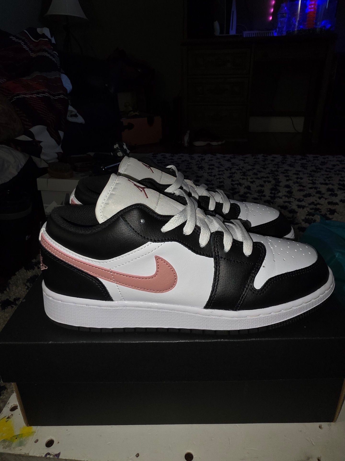 Jordan 1 Low Black White Rust Pink Sneakers 4