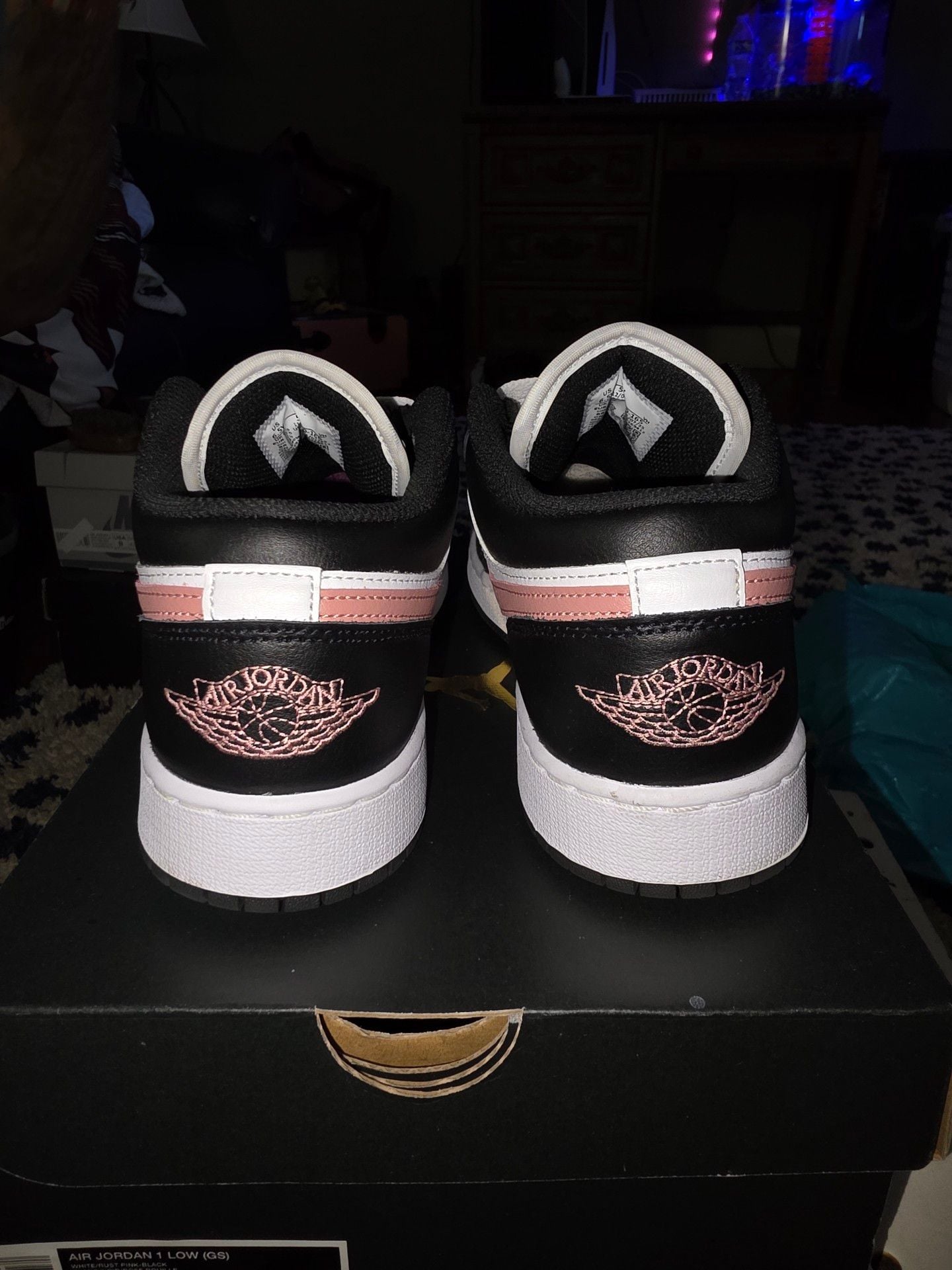 Jordan 1 Low Black White Rust Pink Sneakers 5