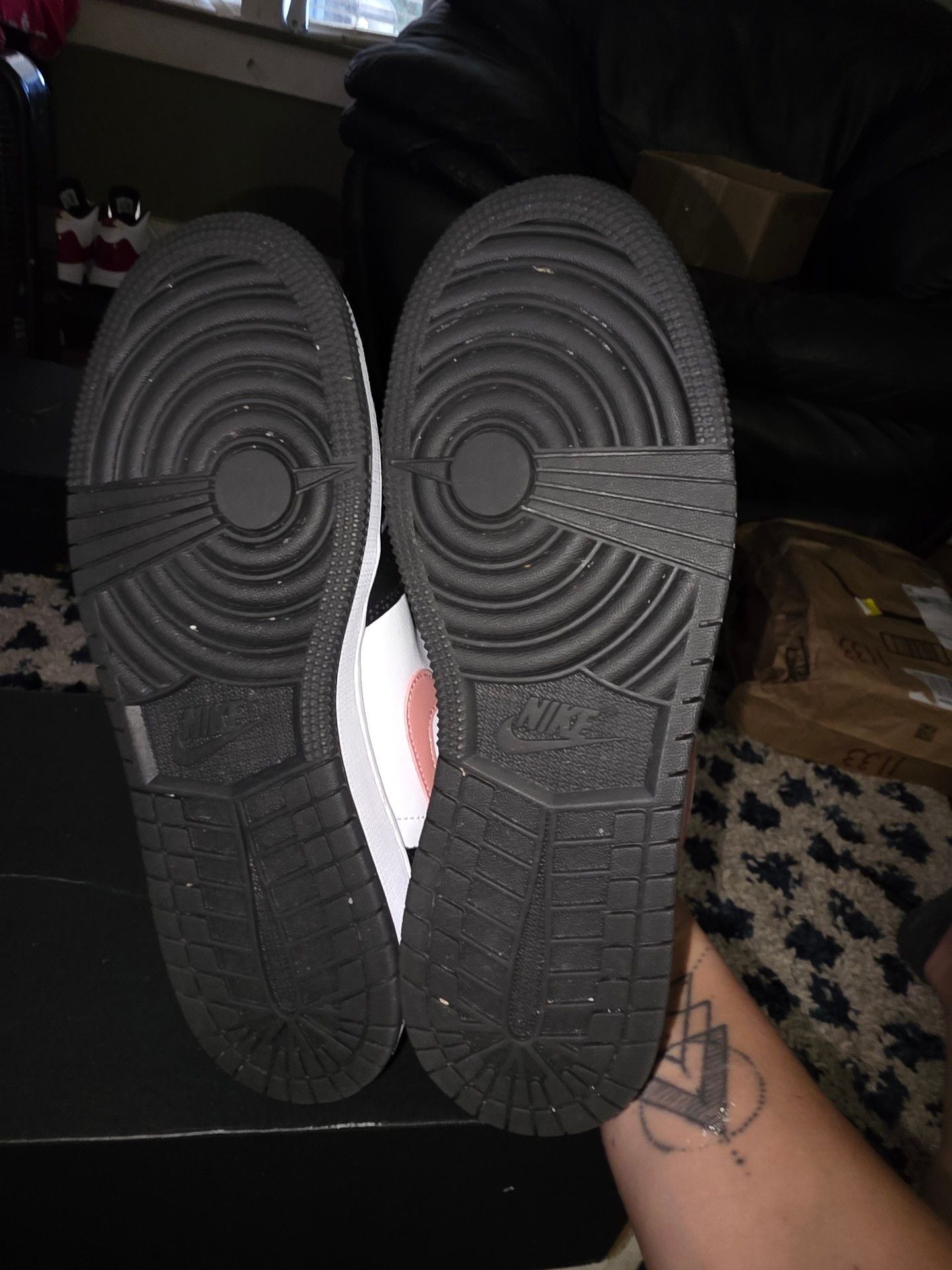 Jordan 1 Low Black White Rust Pink Sneakers 7
