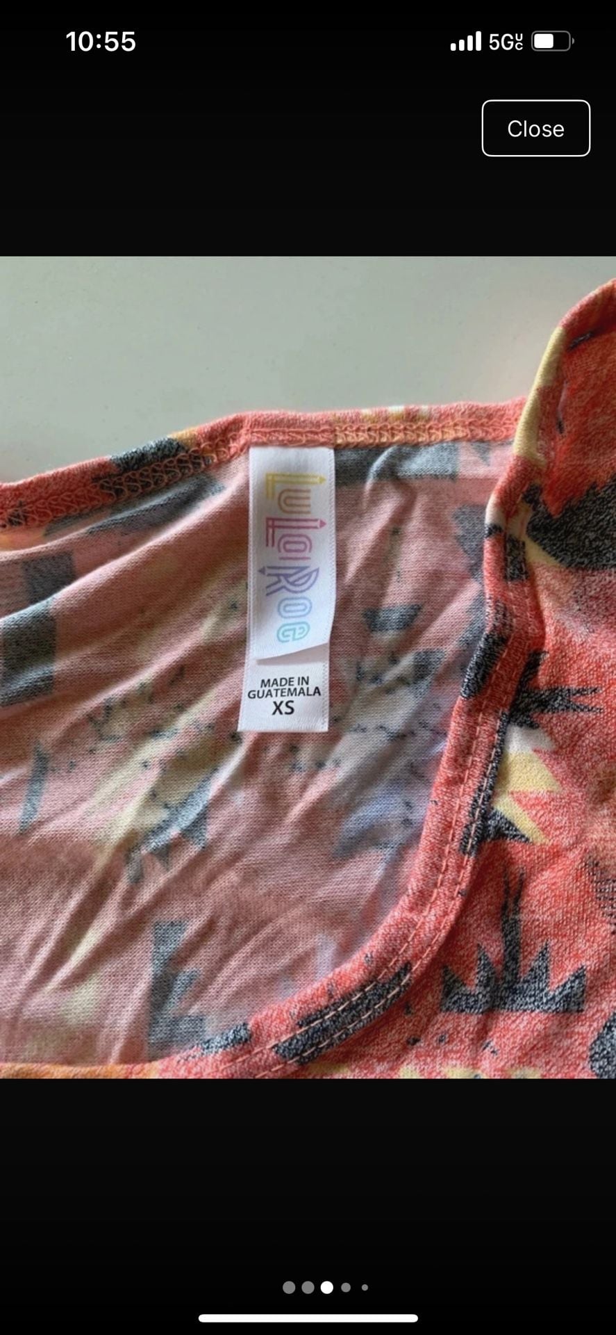 Lularoe Sarah Tunic Size XS Pink Patterned Asymmetrical Short Sleeve Shirt 3