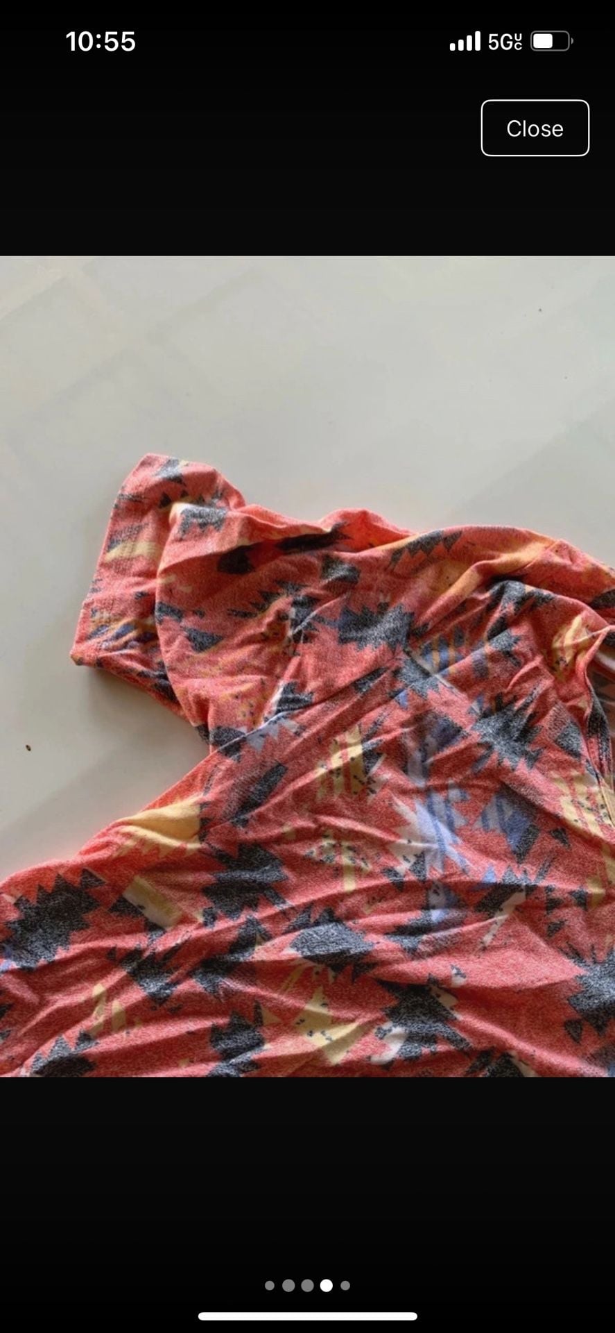 Lularoe Sarah Tunic Size XS Pink Patterned Asymmetrical Short Sleeve Shirt 4