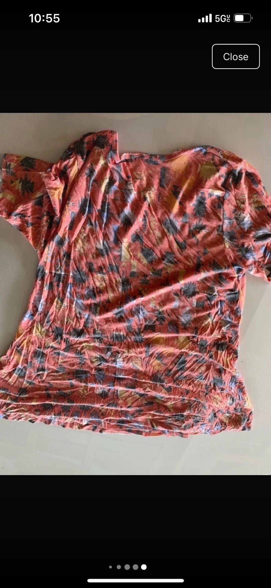 Lularoe Sarah Tunic Size XS Pink Patterned Asymmetrical Short Sleeve Shirt 5