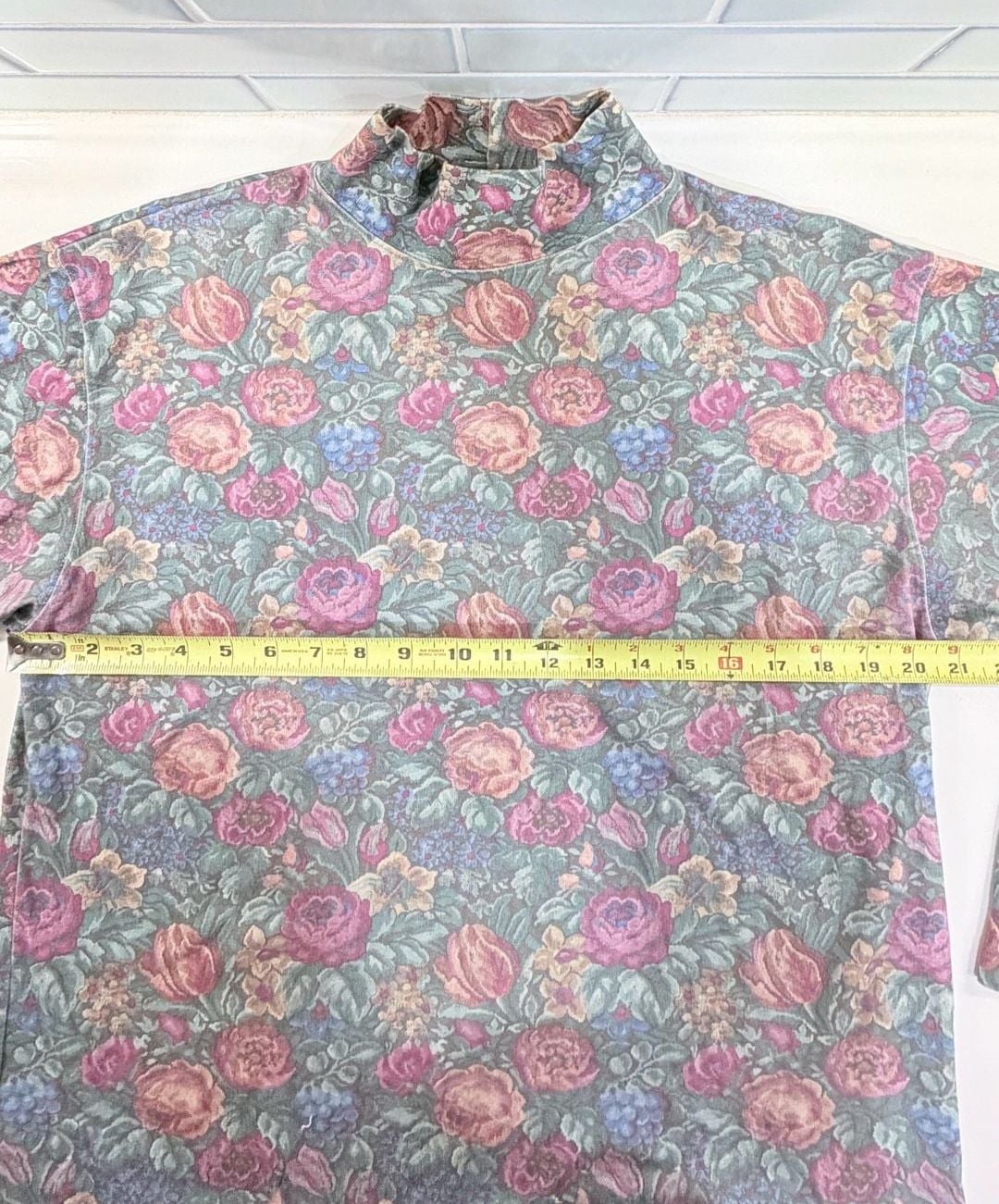 Vintage L.L. Bean Floral Turtleneck Size Large Cotton 5