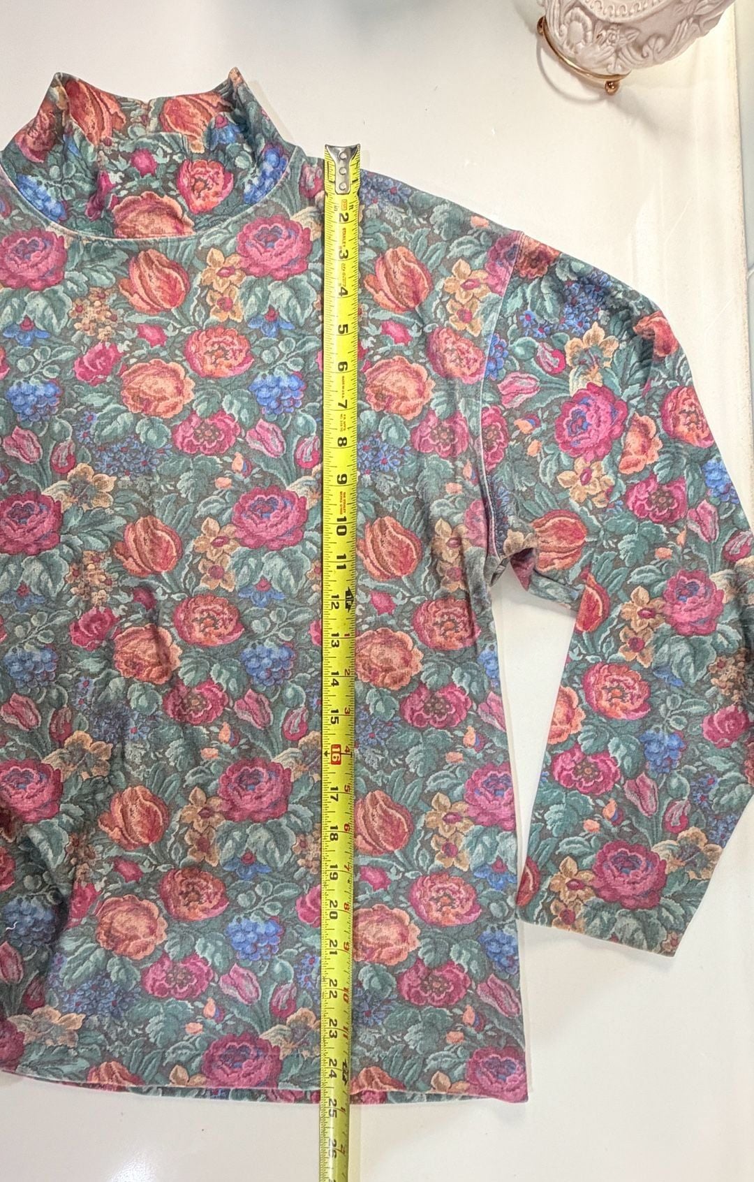 Vintage L.L. Bean Floral Turtleneck Size Large Cotton 6