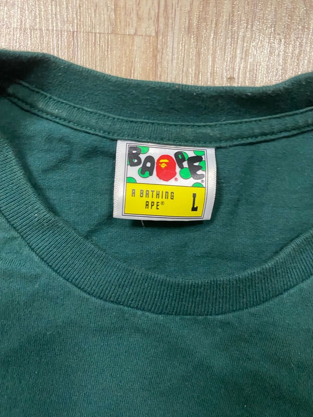 A Bathing Ape College Tee Size L Green Ape Head Graphic T-Shirt 5