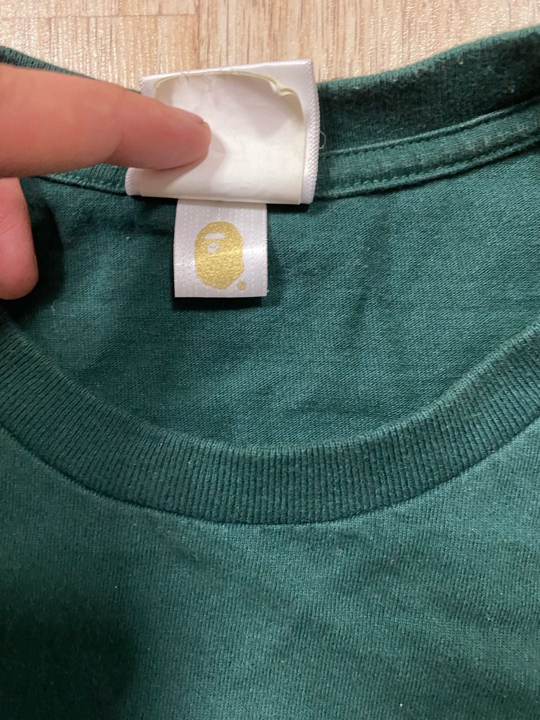 A Bathing Ape College Tee Size L Green Ape Head Graphic T-Shirt 6