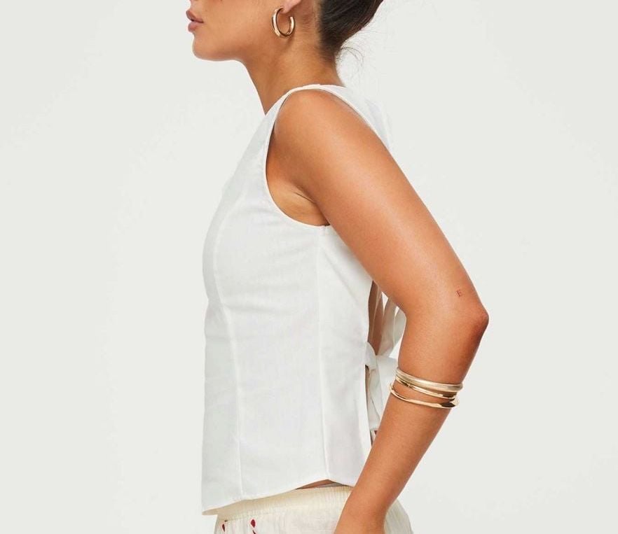 Princess Polly Lilitina Top White Open Back Tie 3