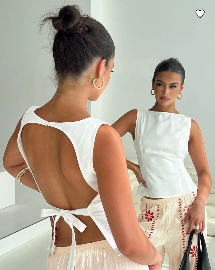 Princess Polly Lilitina Top White Open Back Tie 4