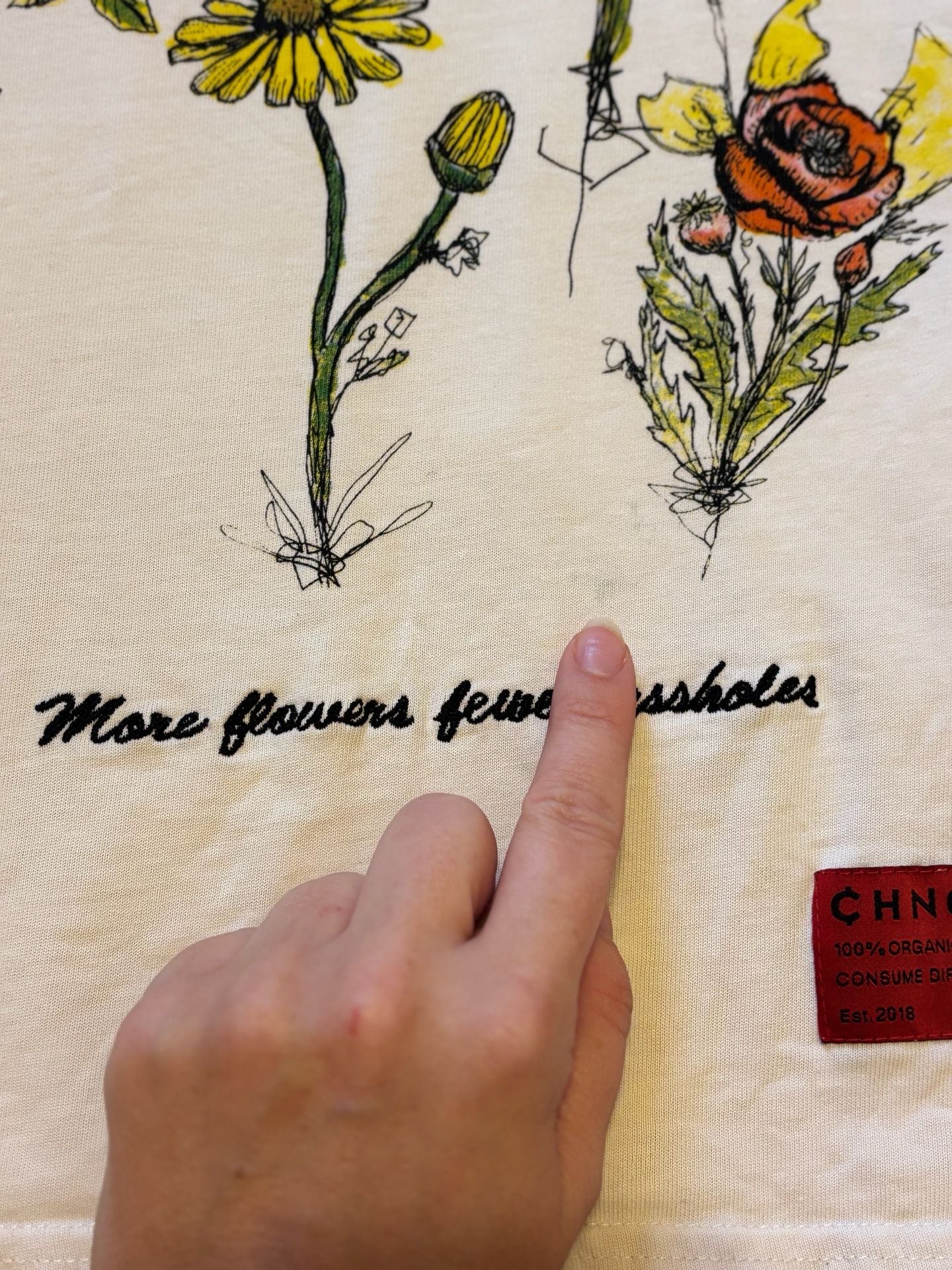Chnge More Flowers Fewer Assholes T-Shirt Size S White Graphic 6