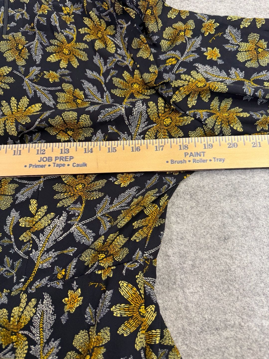 Tommy Hilfiger Floral Dress Size 10 Black Yellow Gold Long Sleeve Crepe 7