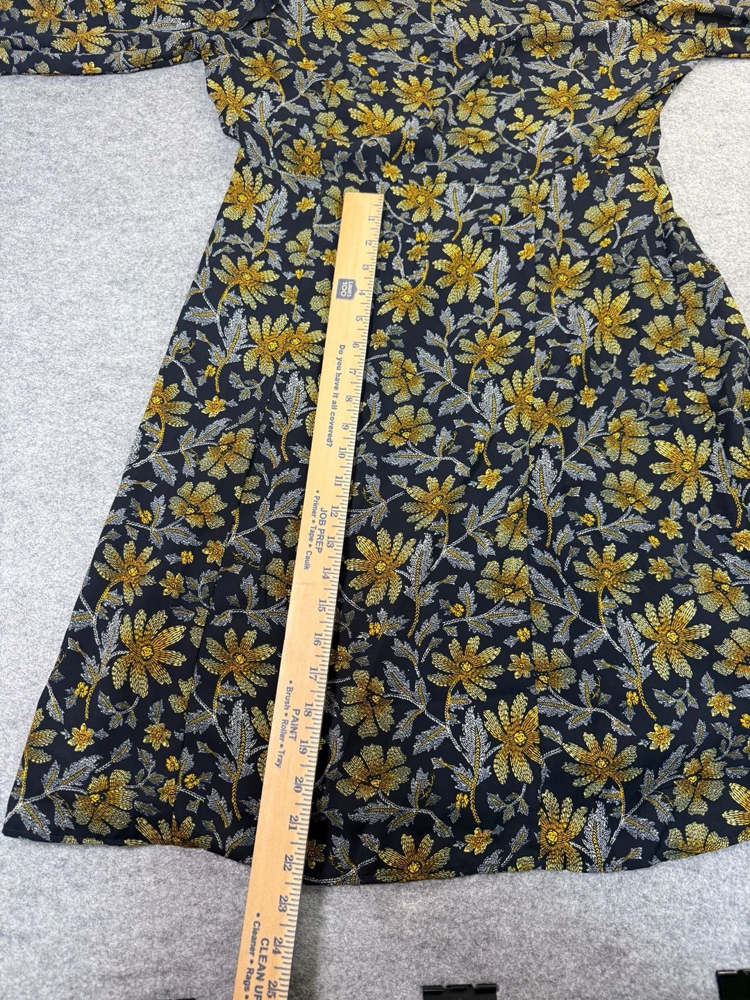Tommy Hilfiger Floral Dress Size 10 Black Yellow Gold Long Sleeve Crepe 9