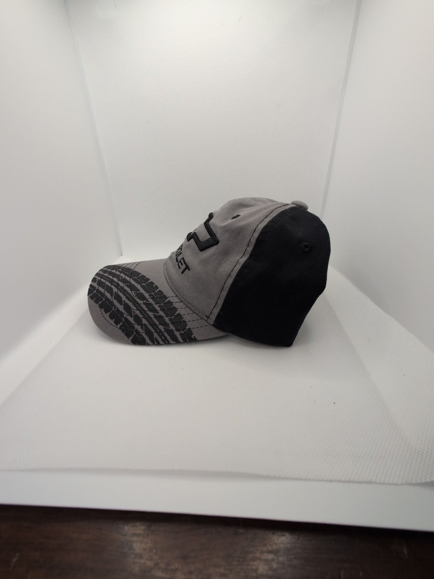 Chevrolet Baseball Cap Gray Black Tire Tread Adjustable GM Licensed 3