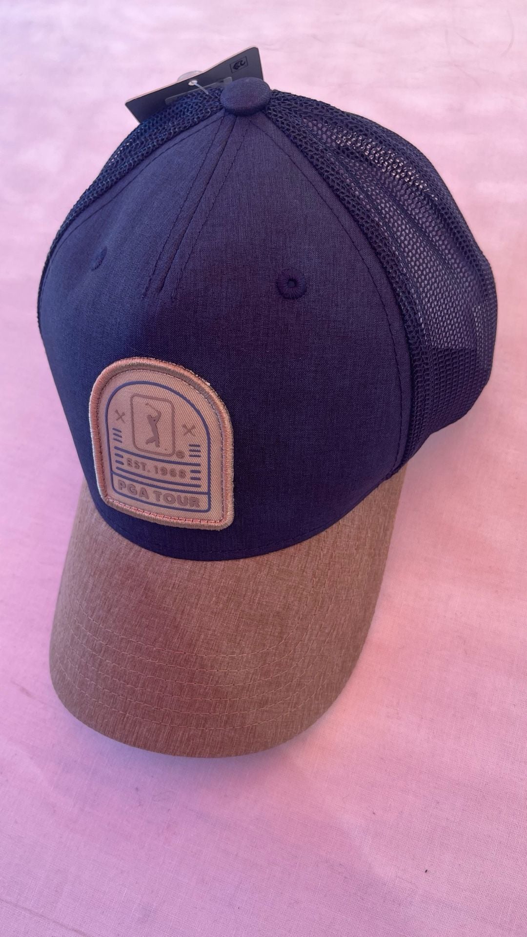 PGA Tour Trucker Hat Blue Brown Mesh Patch Est. 1968 3