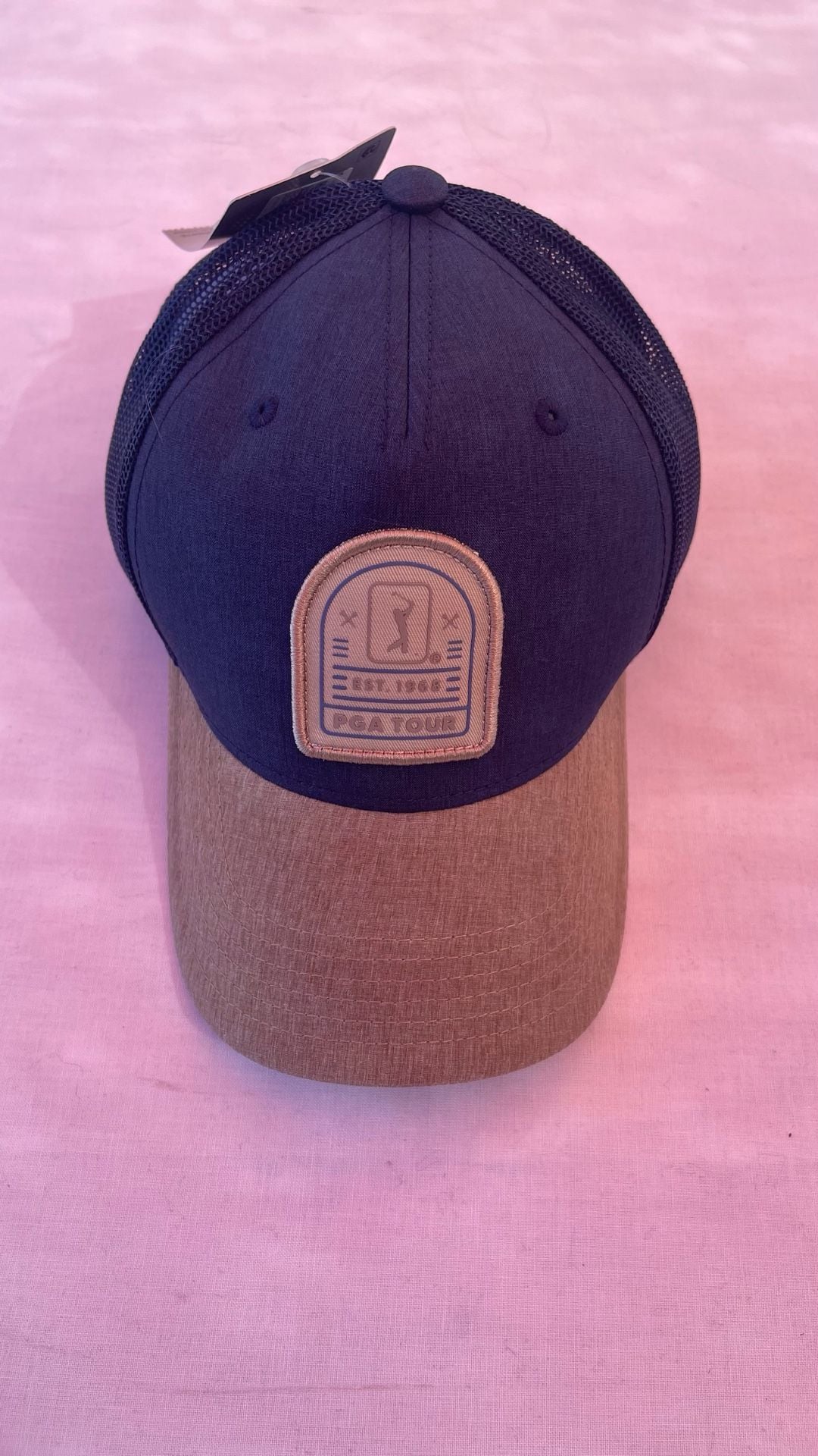 PGA Tour Trucker Hat Blue Brown Mesh Patch Est. 1968 6