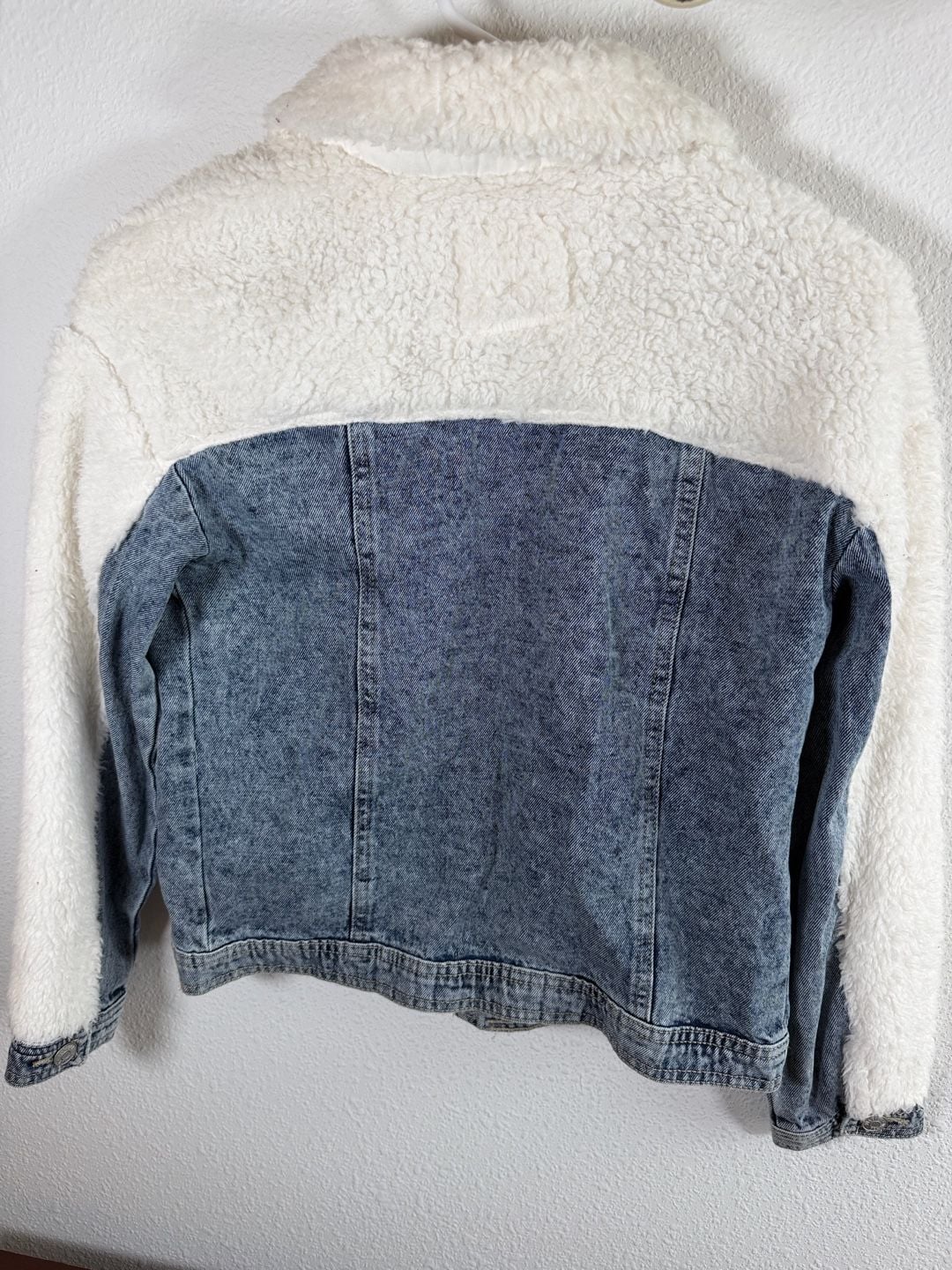 Justice Peanuts Snoopy Denim Sherpa Jacket Size M 10 Blue Patches 7