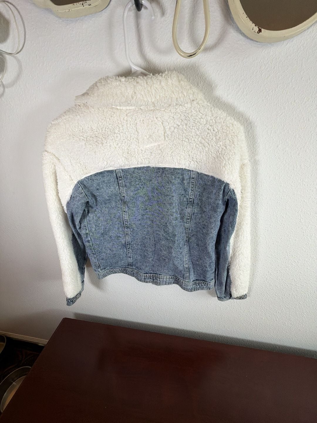 Justice Peanuts Snoopy Denim Sherpa Jacket Size M 10 Blue Patches 10