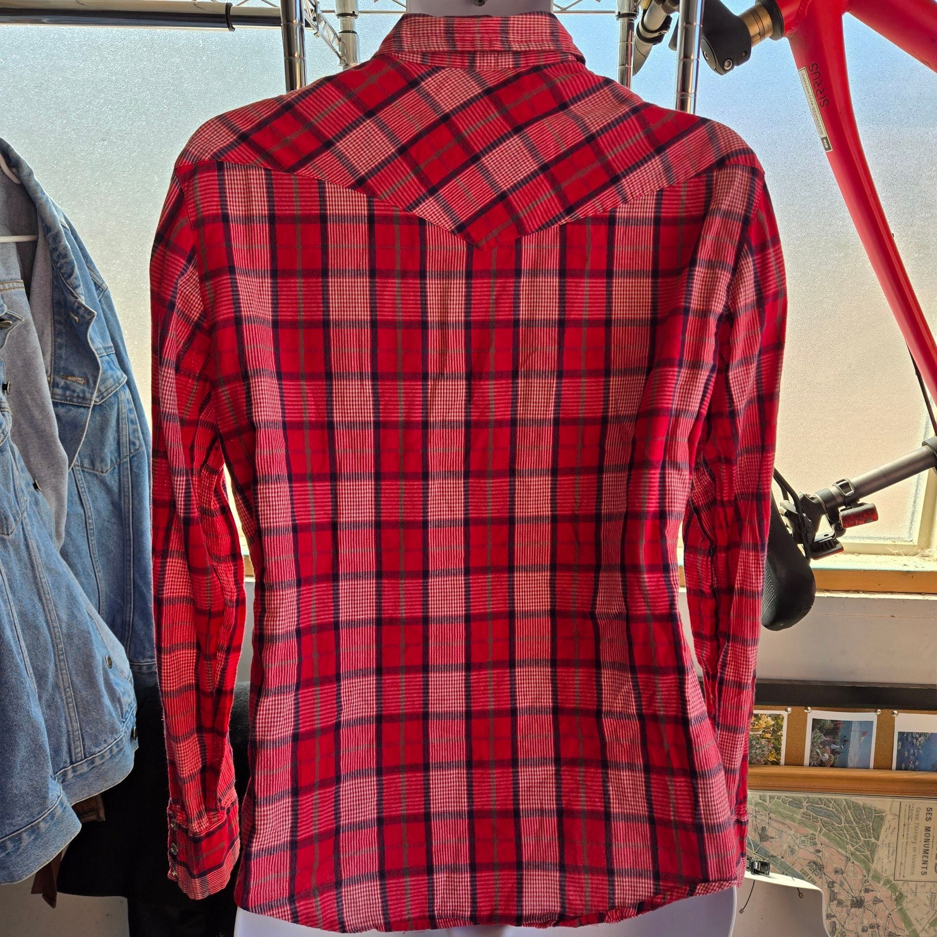 Salt Valley Western Snap Shirt Size M Red Plaid Long Sleeve 4