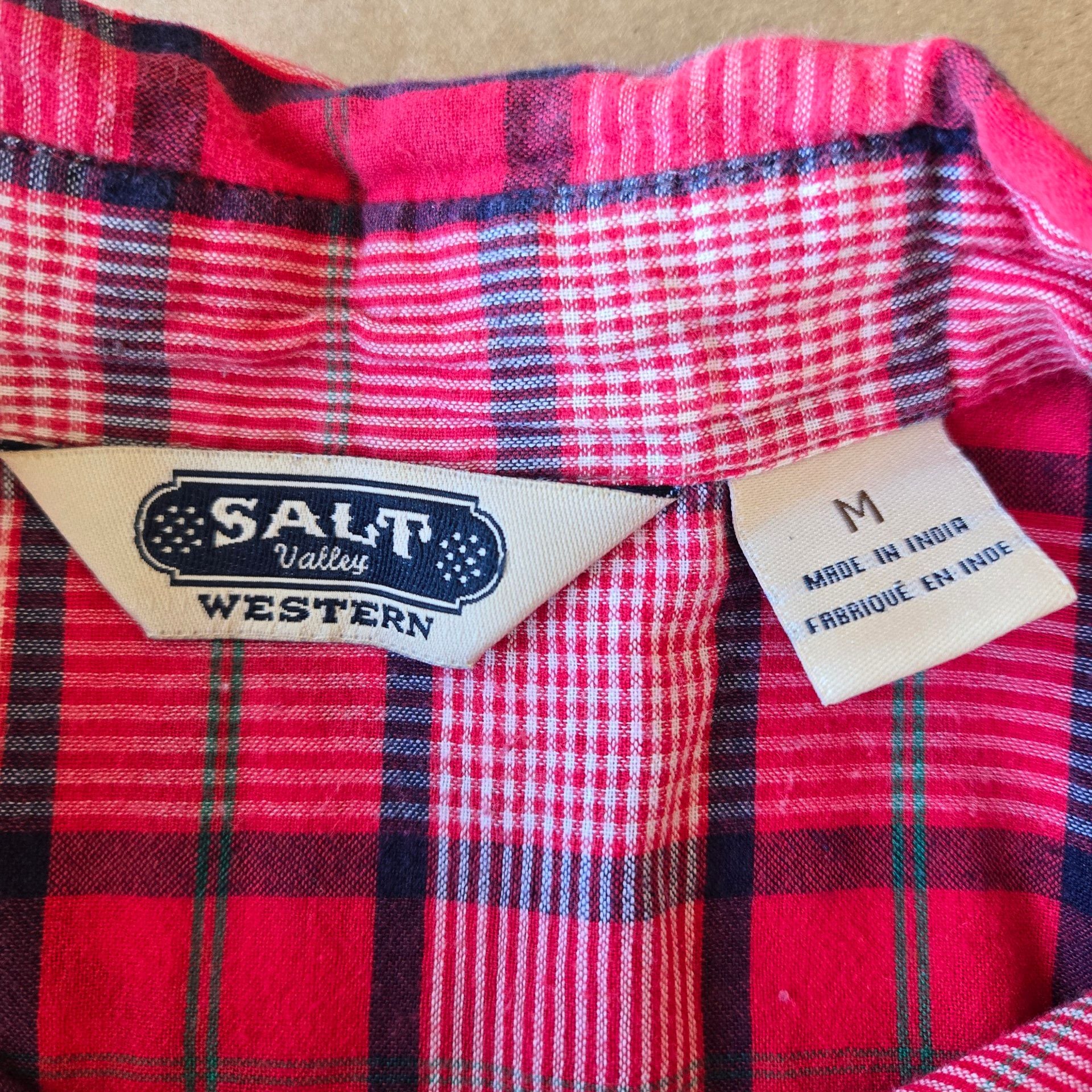 Salt Valley Western Snap Shirt Size M Red Plaid Long Sleeve 5