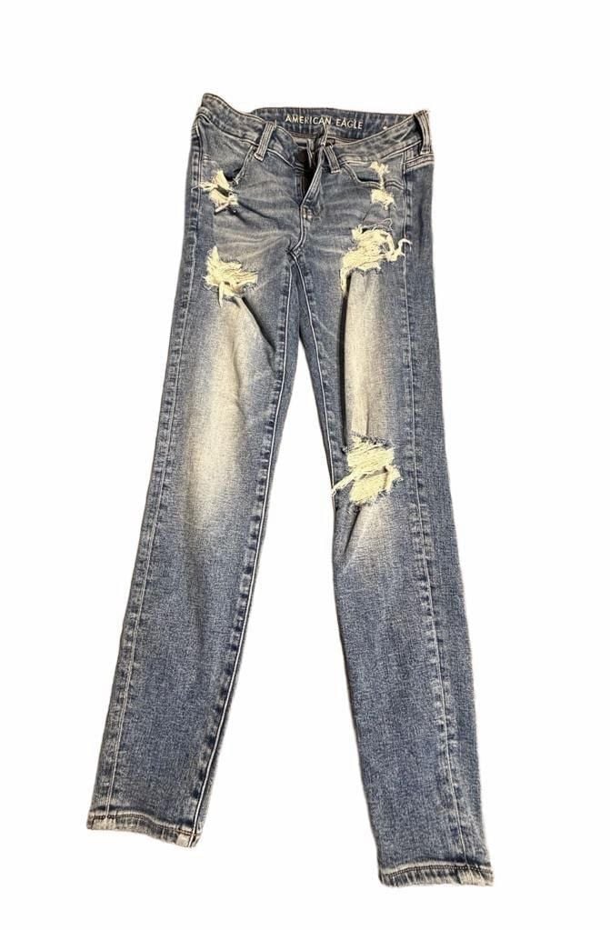 American Eagle Super Stretch Jegging Size 4 Regular Distressed Denim 2