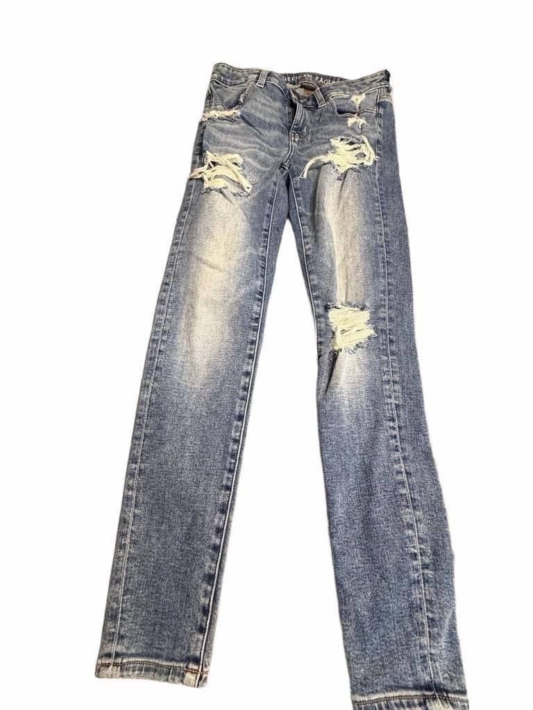 American Eagle Super Stretch Jegging Size 4 Regular Distressed Denim 3