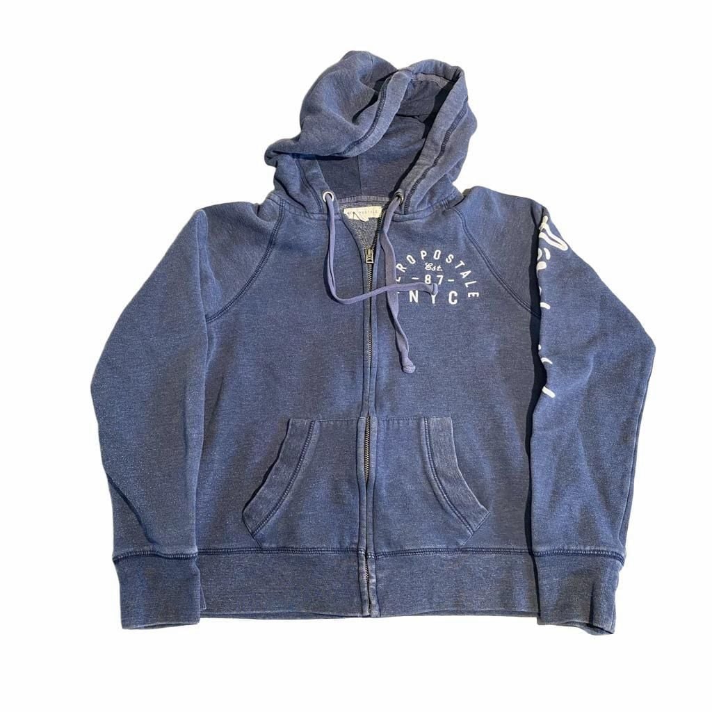 Aeropostale Zip Up Hoodie Size M Blue Full Zip Sweatshirt 2