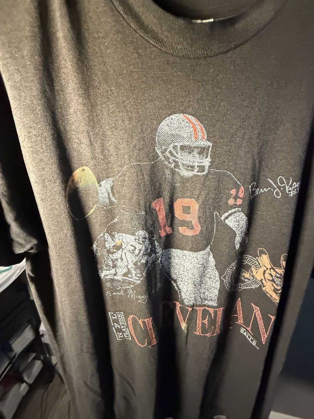 Stedman Vintage Cleveland Football T-Shirt XL (46-48) Black Graphic Tee 3