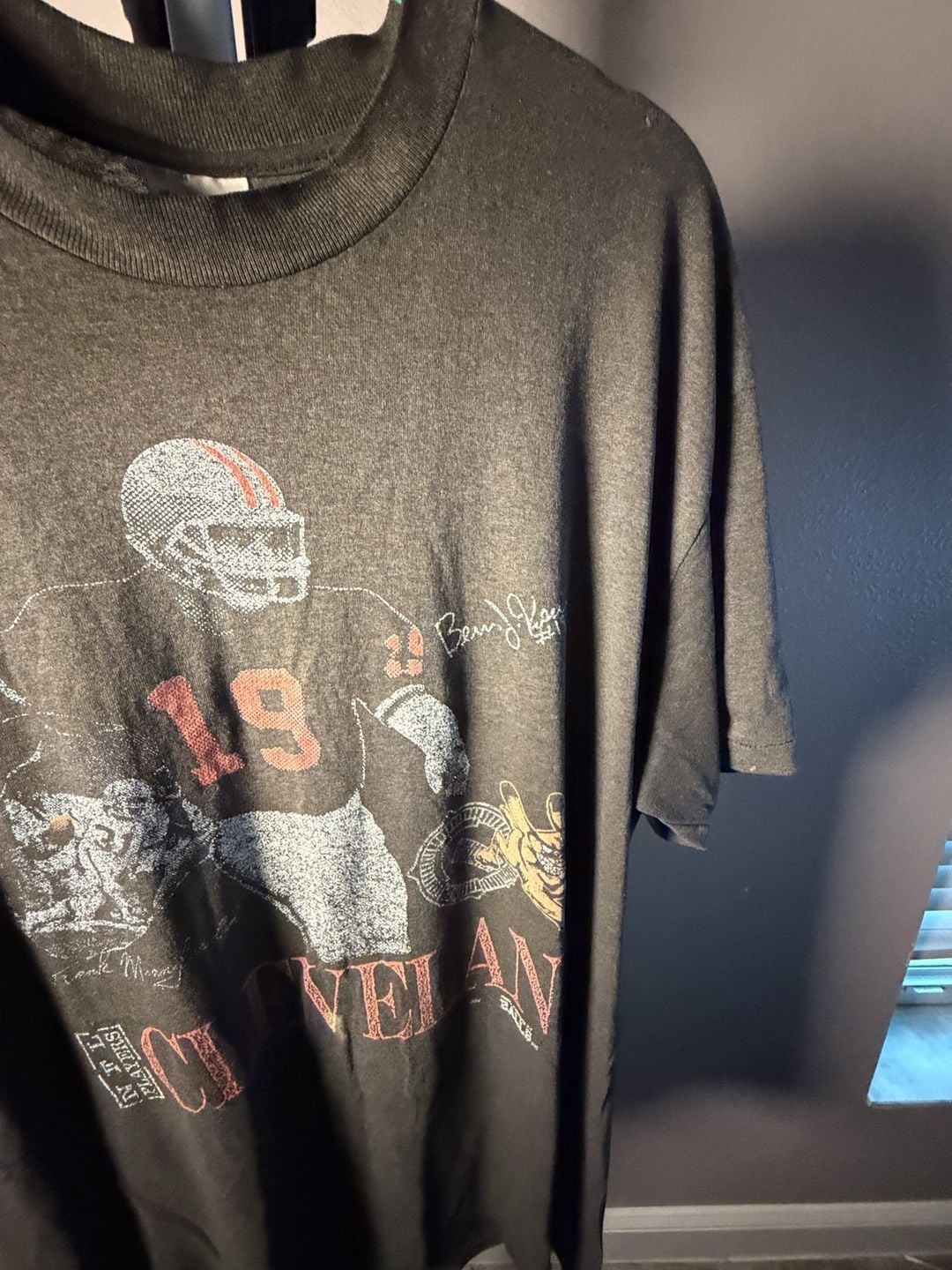 Stedman Vintage Cleveland Football T-Shirt XL (46-48) Black Graphic Tee 4