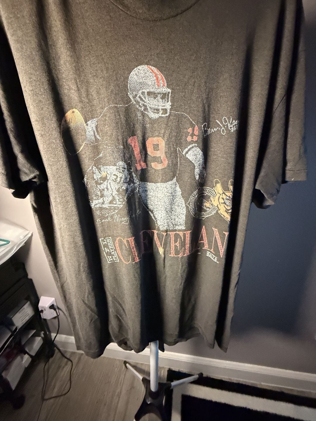 Stedman Vintage Cleveland Football T-Shirt XL (46-48) Black Graphic Tee 5