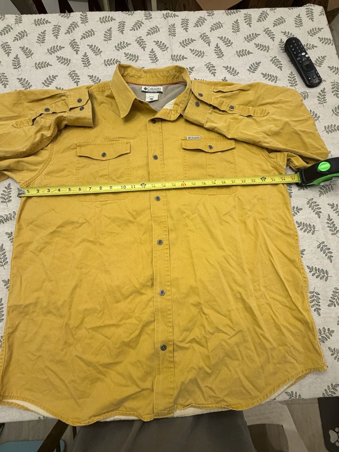 Columbia Mens XXL Yellow Button Up Shirt Long Sleeve Cotton Outdoor Hiking 2XL 9