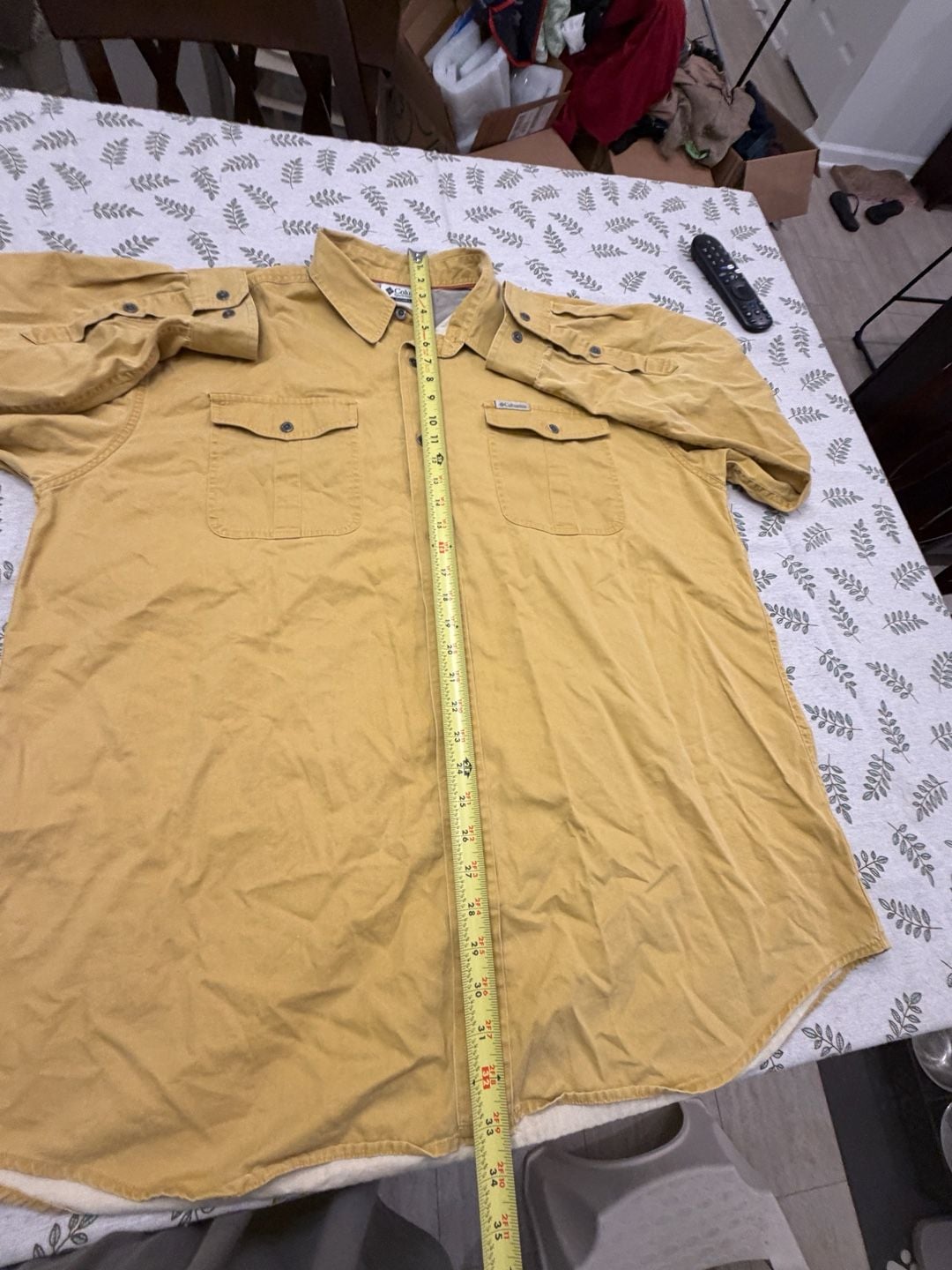 Columbia Mens XXL Yellow Button Up Shirt Long Sleeve Cotton Outdoor Hiking 2XL 10