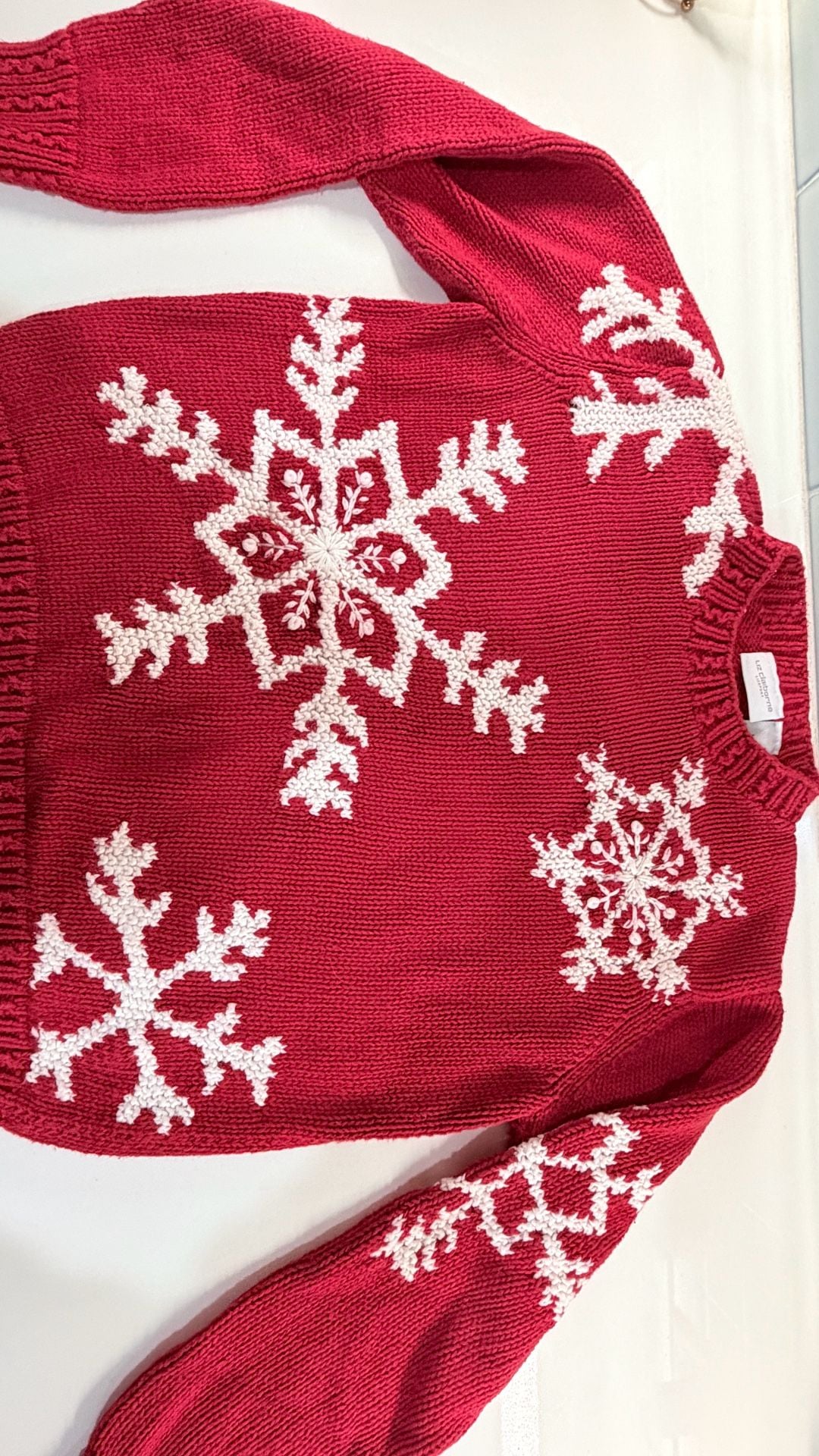 Liz Claiborne Christmas Snowflake Sweater Size M Red 3