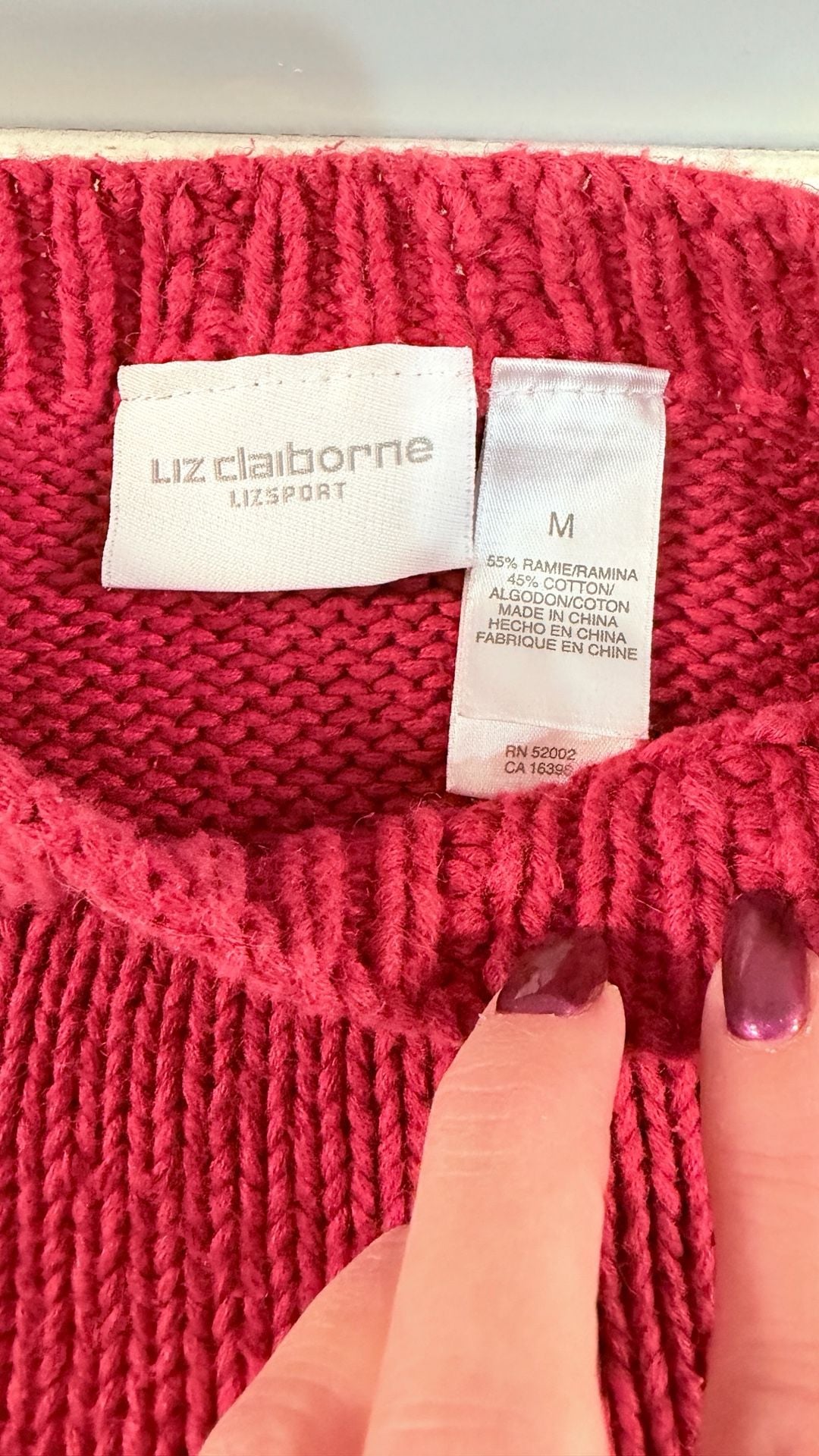 Liz Claiborne Christmas Snowflake Sweater Size M Red 4