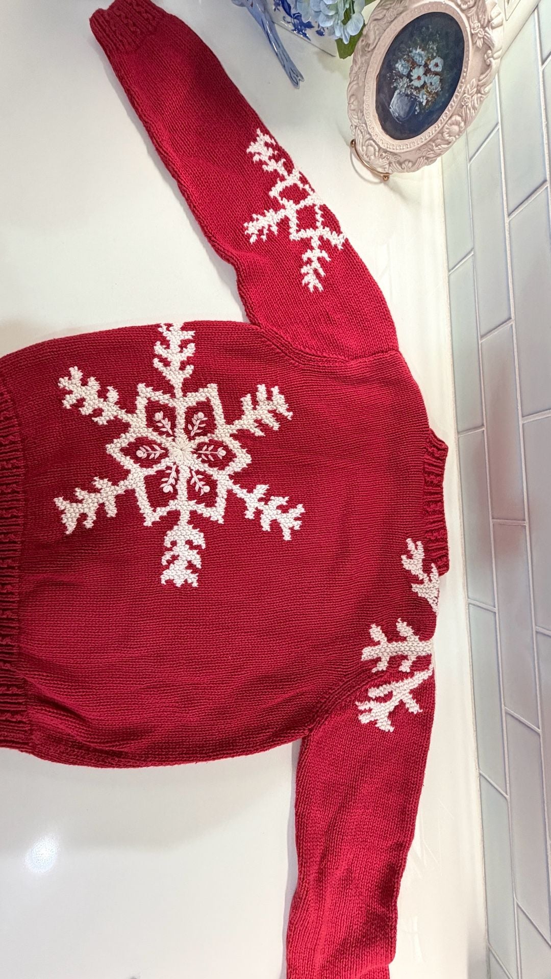 Liz Claiborne Christmas Snowflake Sweater Size M Red 5