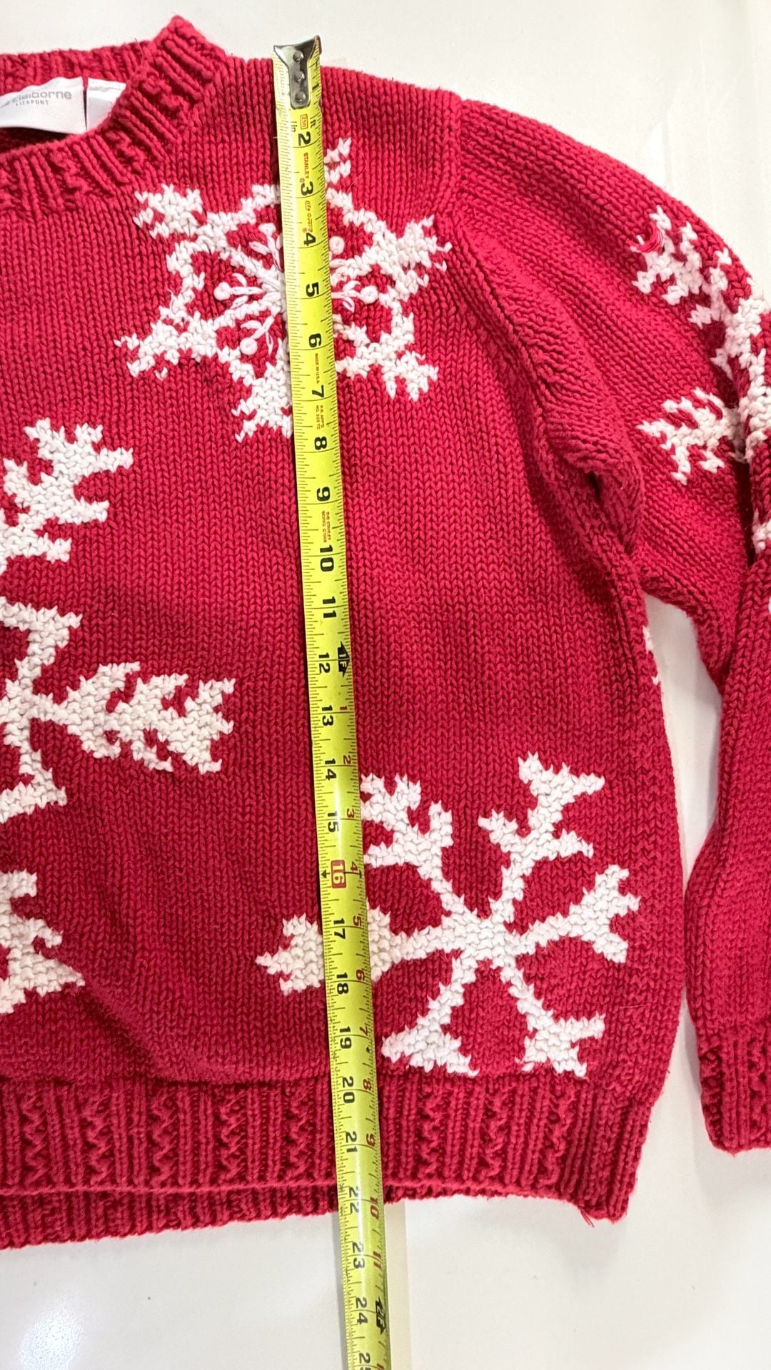 Liz Claiborne Christmas Snowflake Sweater Size M Red 7