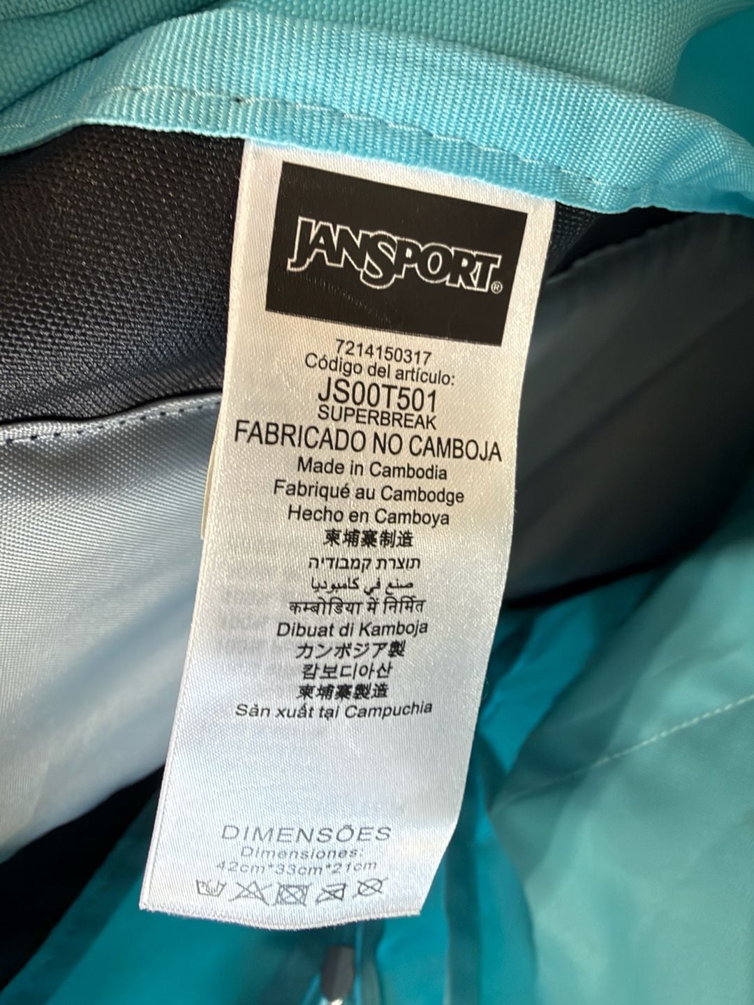 JanSport SuperBreak Backpack Aqua Dash Light Blue 5