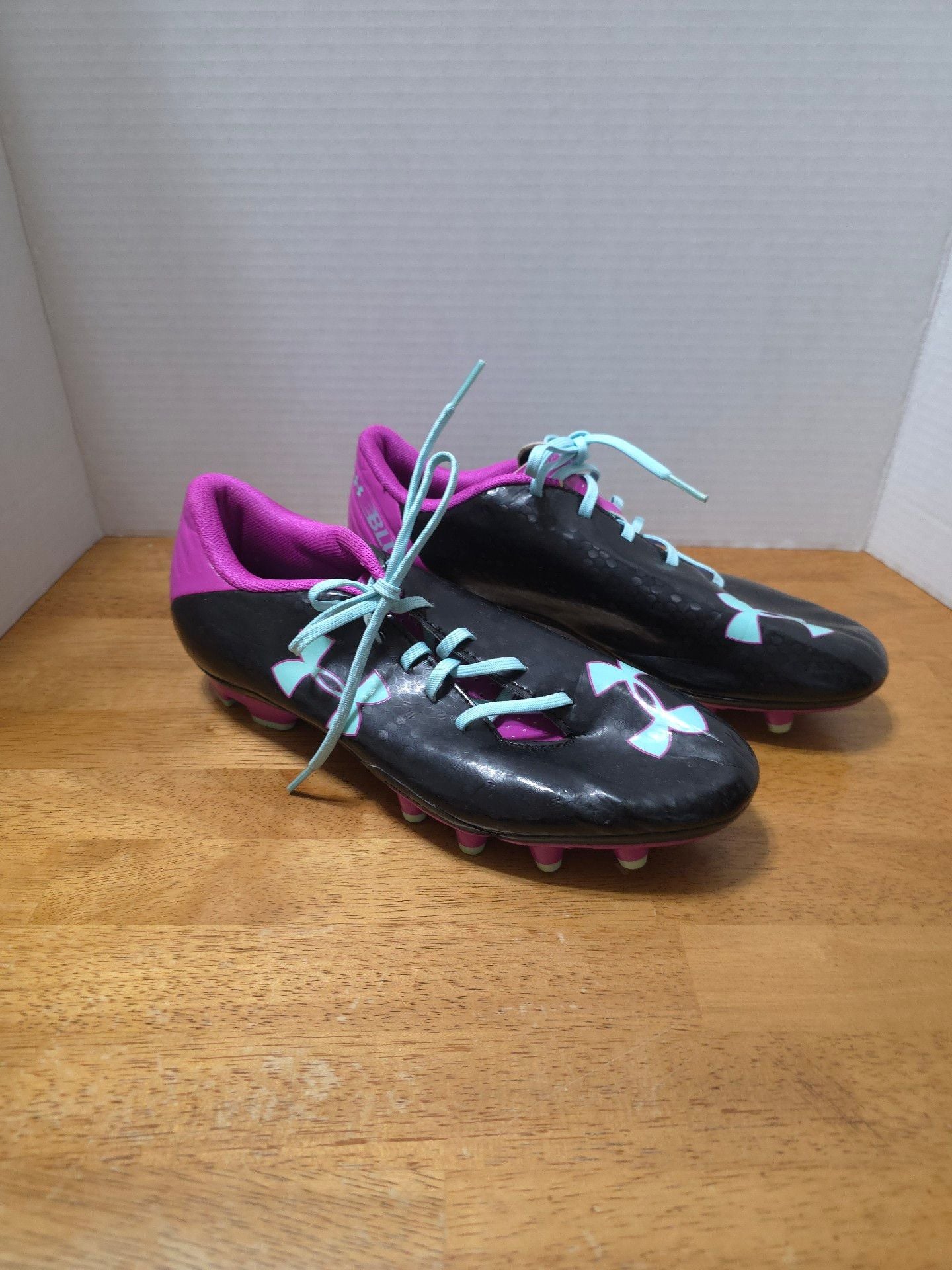Under Armour Blur IV Football Cleats Black Pink Blue 5