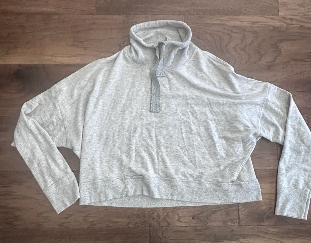 FP Movement Lara Pullover Sweatshirt Size S Gray Mock Neck Dolman Sleeve 3