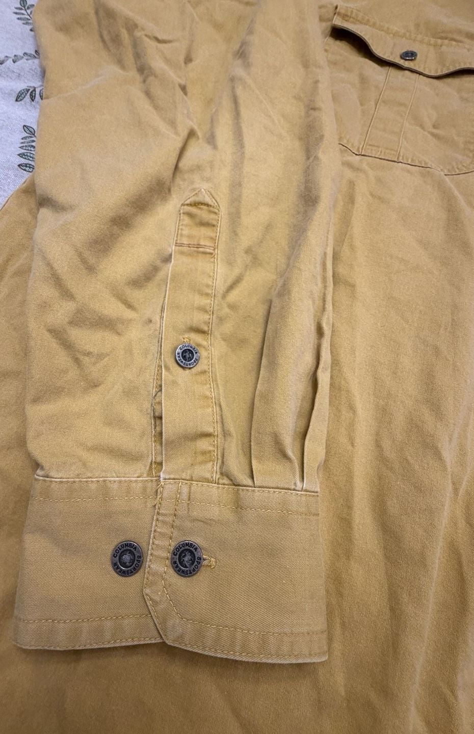 Columbia Mens XXL Yellow Button Up Shirt Long Sleeve Cotton Outdoor Hiking 2XL 5