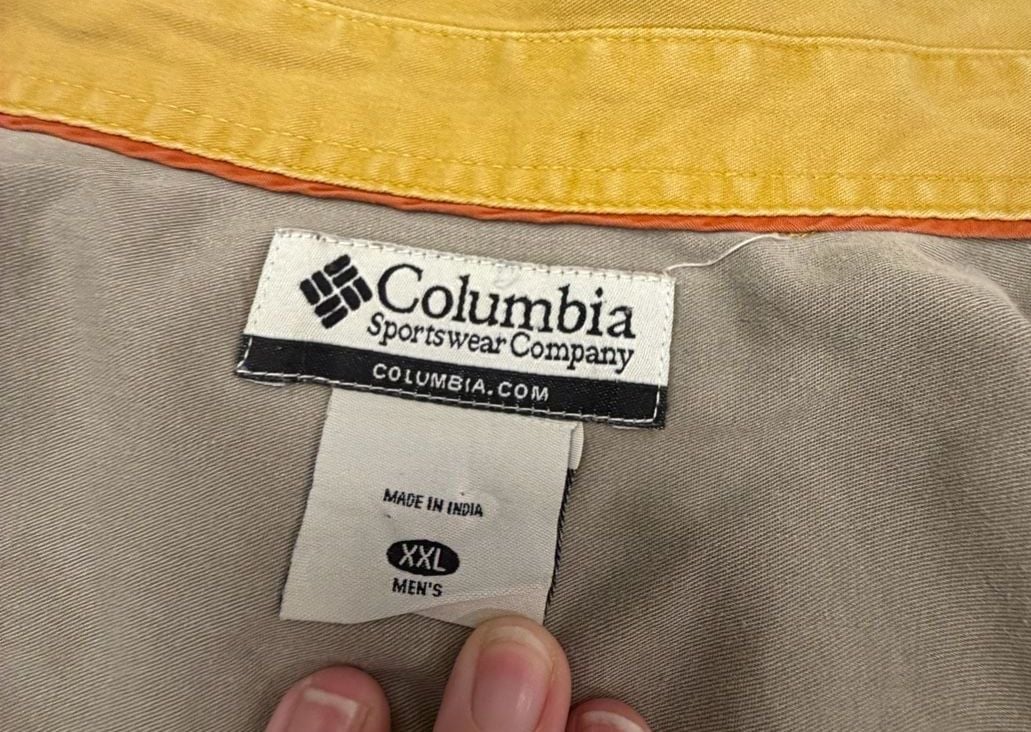Columbia Mens XXL Yellow Button Up Shirt Long Sleeve Cotton Outdoor Hiking 2XL 6