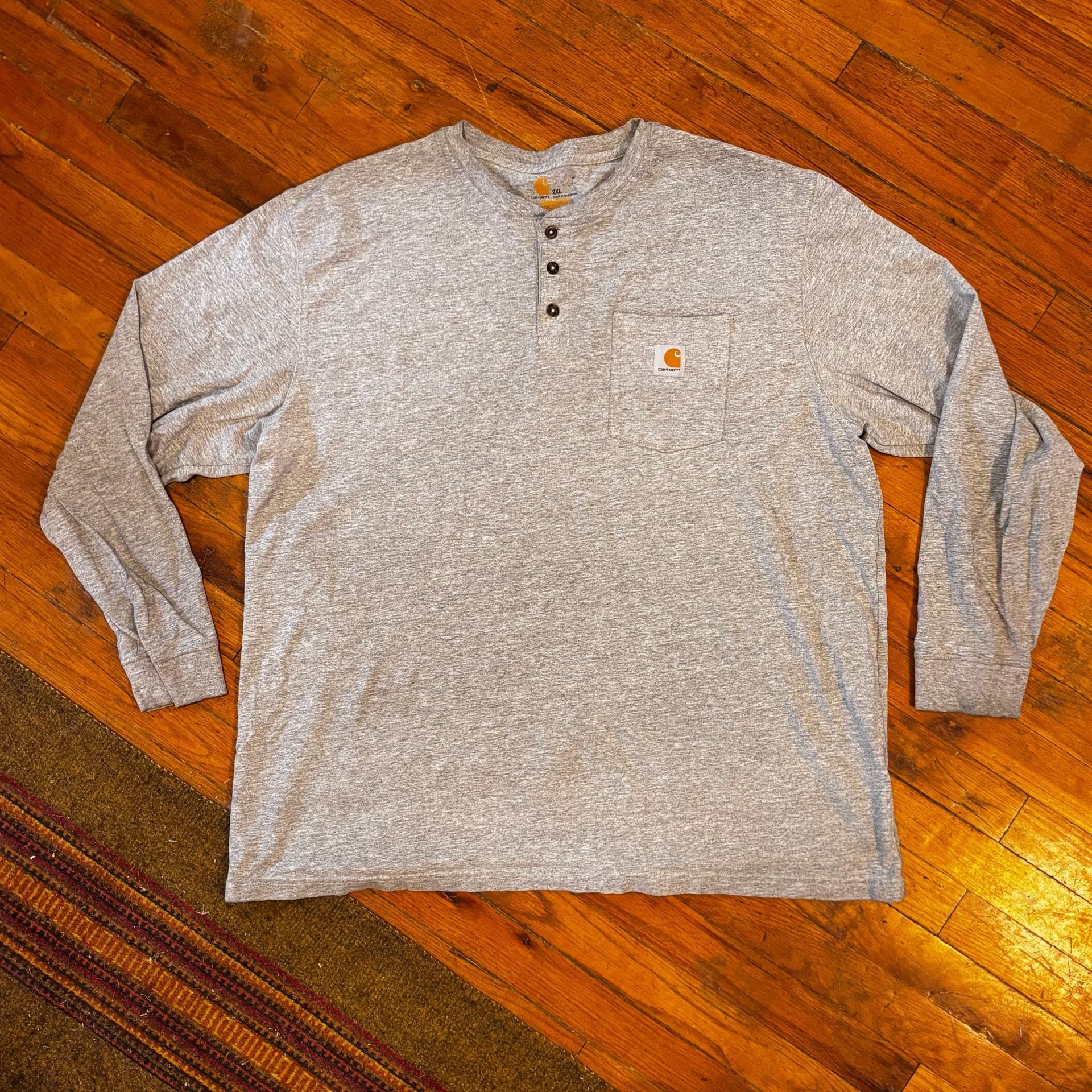 Carhartt Workwear Pocket Long Sleeve Henley Shirt Size 2XL Gray 2