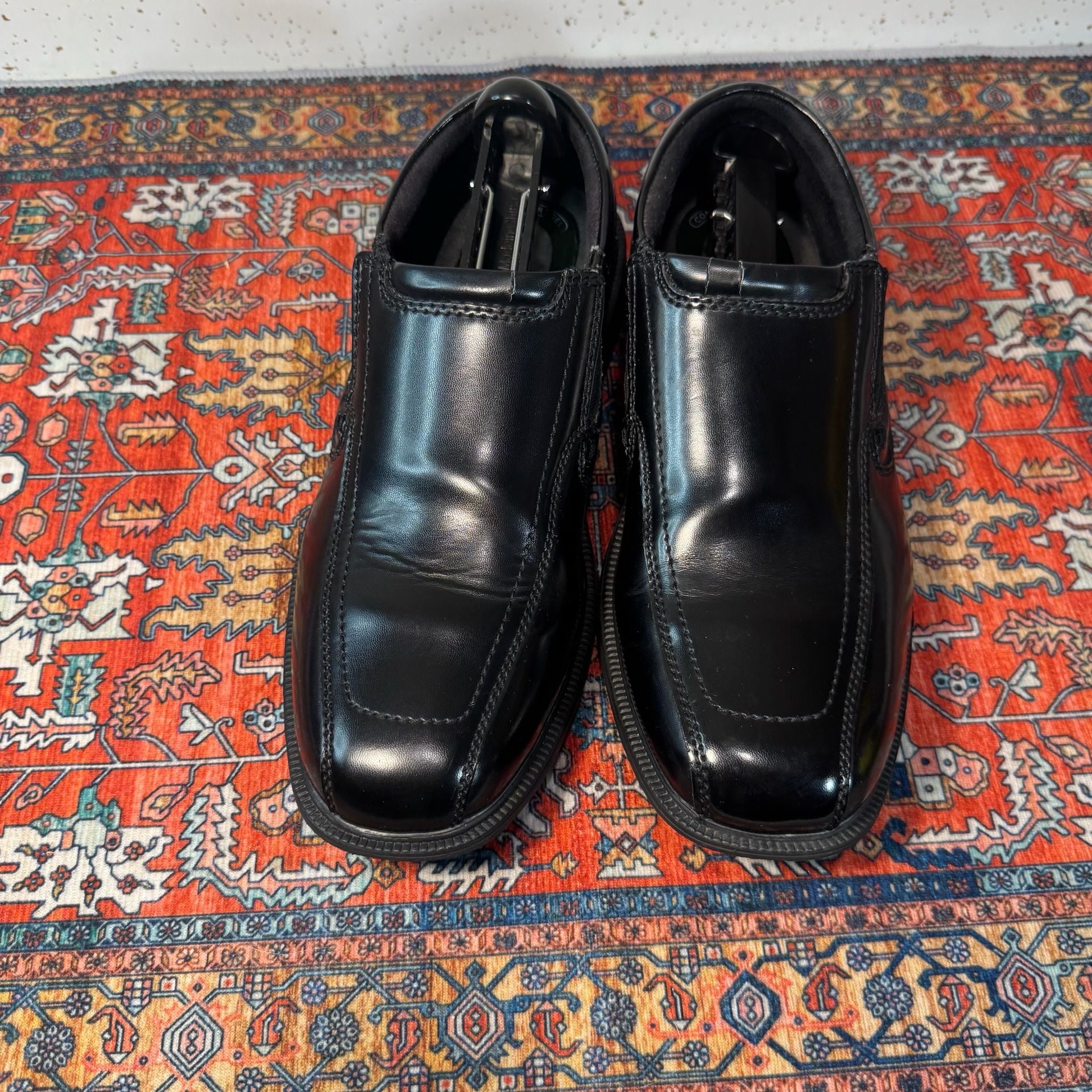 Nunn Bush Bleeker Street Bike Toe Slip On Size 9M Black Leather Shoes 6