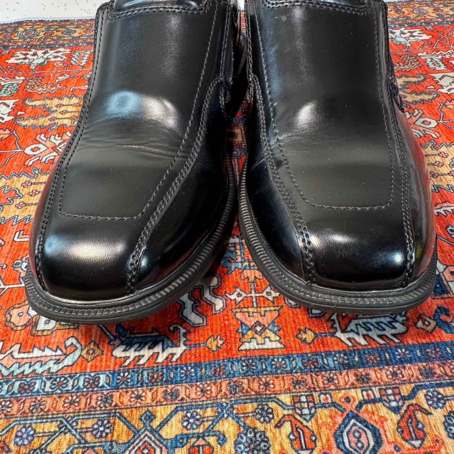 Nunn Bush Bleeker Street Bike Toe Slip On Size 9M Black Leather Shoes 7