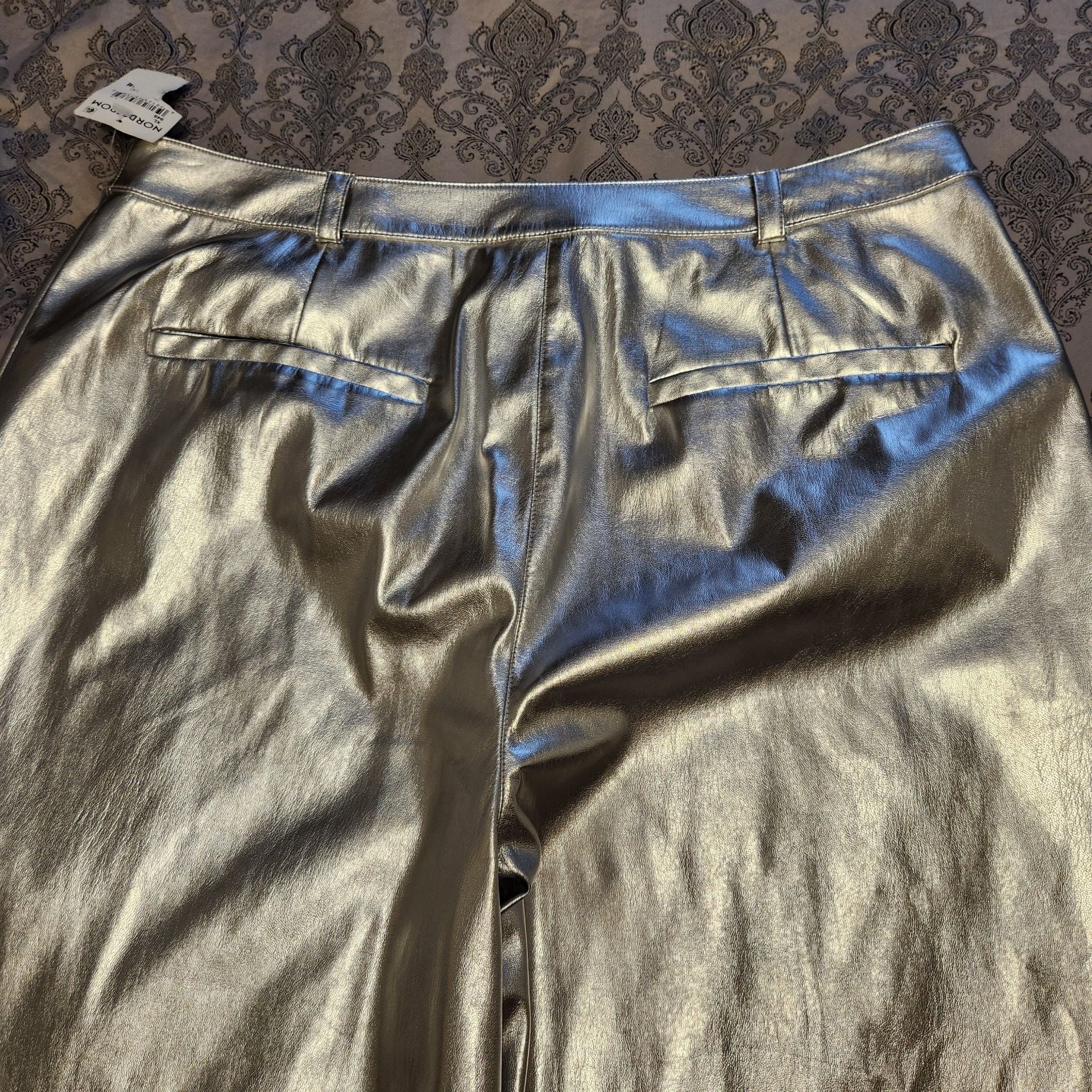 Metallic Faux Leather Pants Size XL Silver 10
